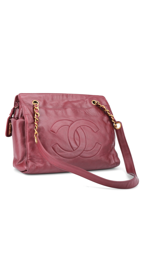 Chanel CC Logo Shoulder Bag Burgundy i Lambskin