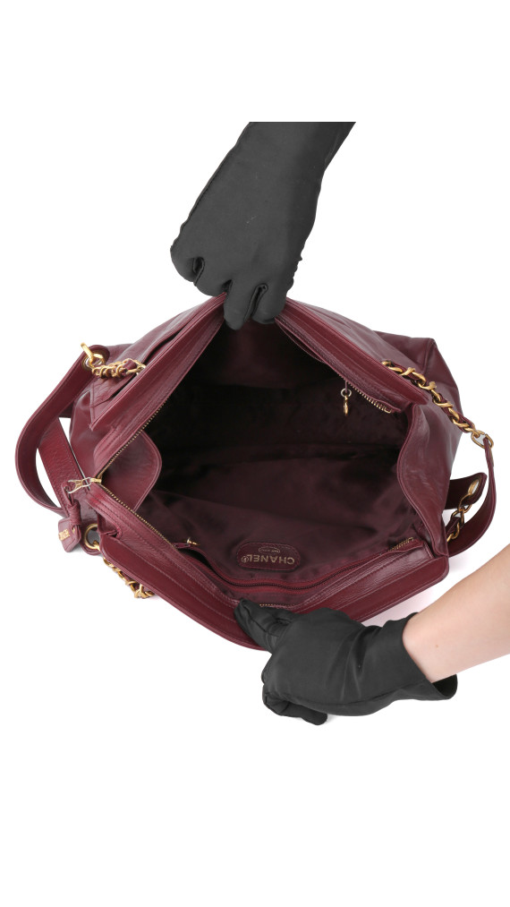 Chanel CC Logo Shoulder Bag Burgundy i Lambskin