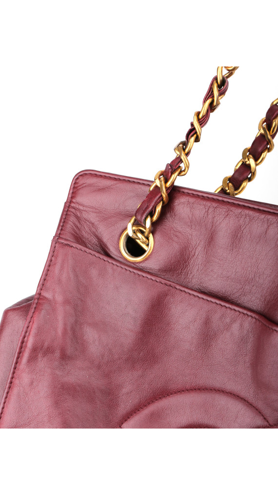 Chanel CC Logo Shoulder Bag Burgundy i Lambskin