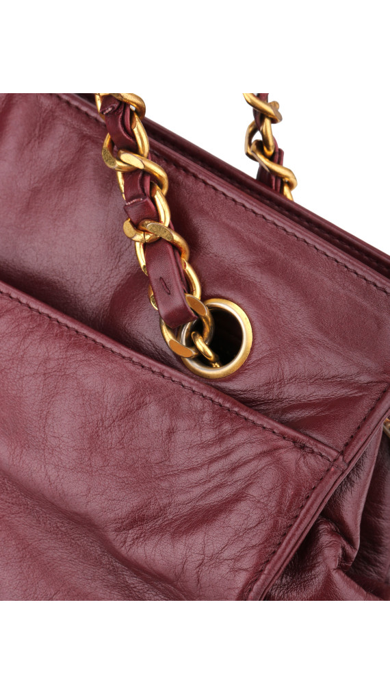 Chanel CC Logo Shoulder Bag Burgundy i Lambskin