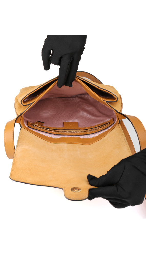Gucci Arli Shoulder Bag - Suede Camel