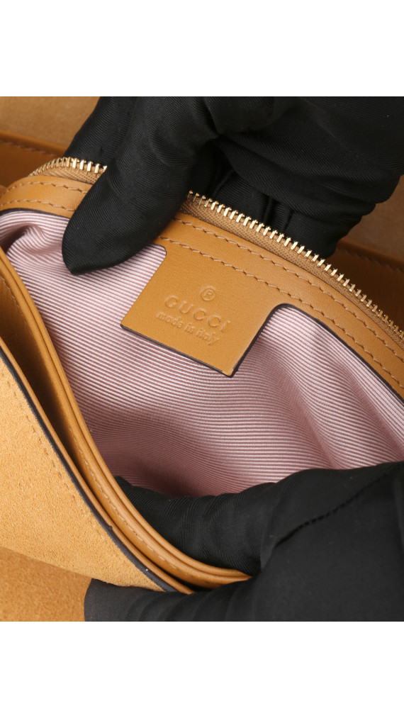 Gucci Arli Shoulder Bag - Suede Camel