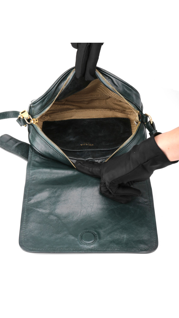 Prada Logo Crossbody Bag - Dark Green