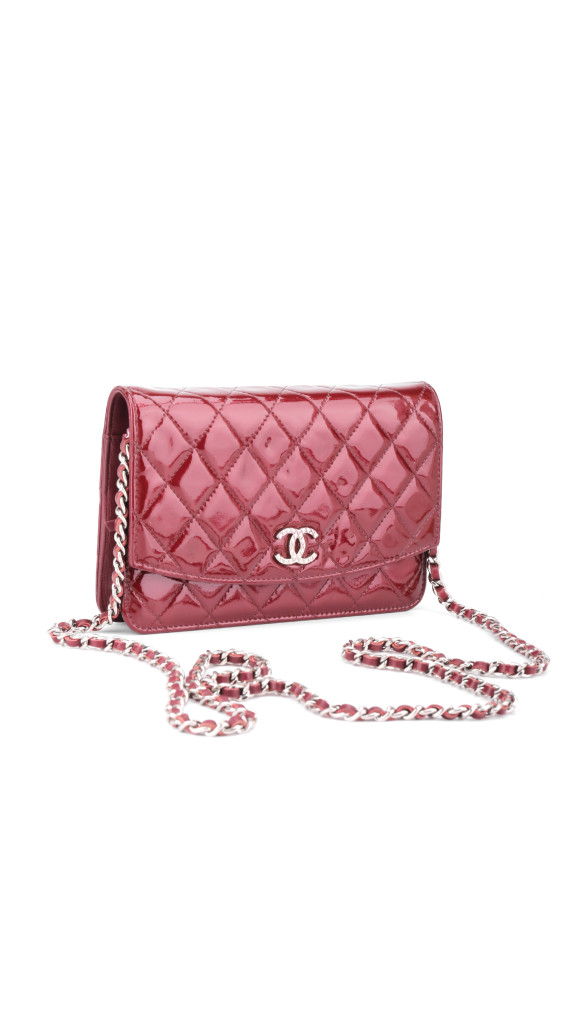 Chanel Wallet on Chain WOC Burgundy Patent Leather
