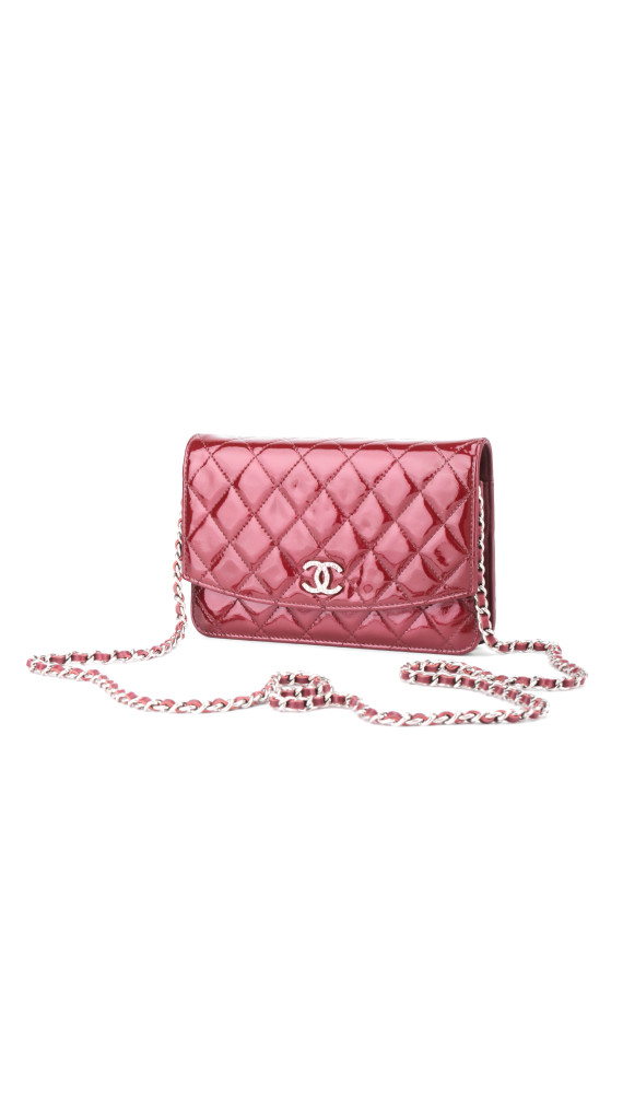 Chanel Wallet on Chain WOC Burgundy Patent Leather