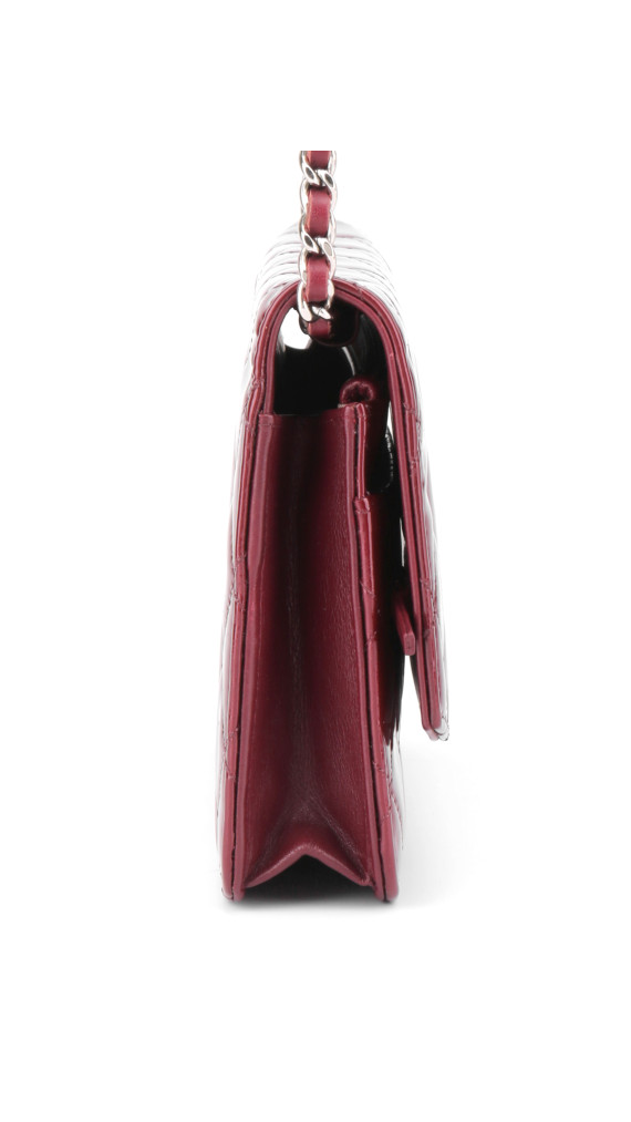 Chanel Wallet on Chain WOC Burgundy Patent Leather