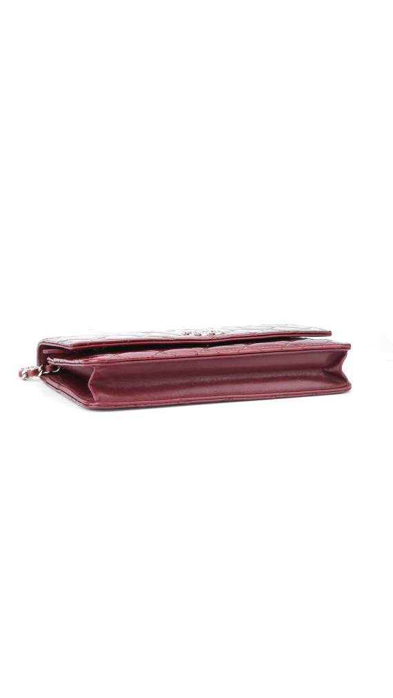 Chanel Wallet on Chain WOC Burgundy Patent Leather