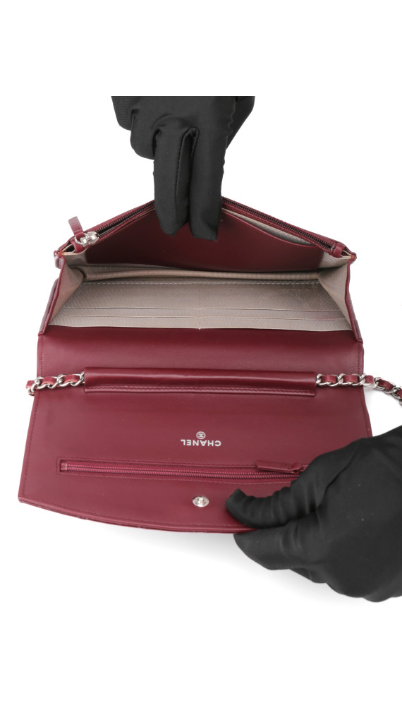 Chanel Wallet on Chain WOC Burgundy Patent Leather