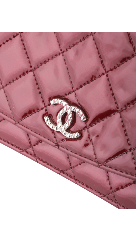 Chanel Wallet on Chain WOC Burgundy Patent Leather