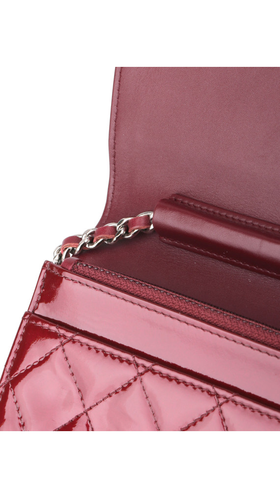 Chanel Wallet on Chain WOC Burgundy Patent Leather
