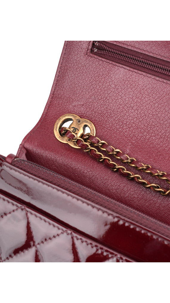 Chanel Wallet On Chain Shoulder Bag i Burgunder Patent