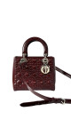 Lady Dior Size Medium i burgunder patent leather