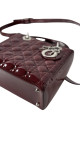 Lady Dior Size Medium i burgunder patent leather