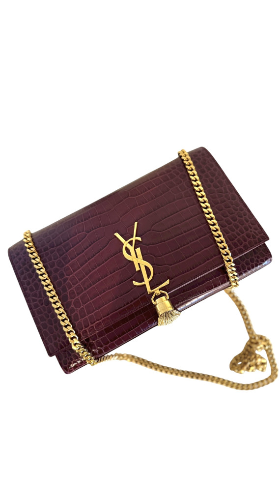 YSL Kate Tassel in Crocodile-embossed Shoulder Bag