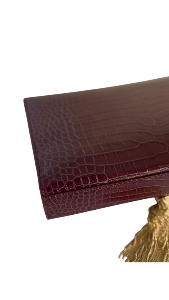 YSL Kate Tassel in Crocodile-embossed Shoulder Bag