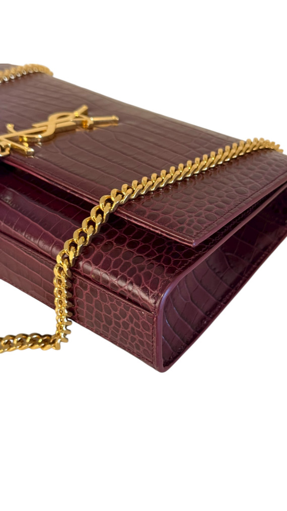 YSL Kate Tassel in Crocodile-embossed Shoulder Bag