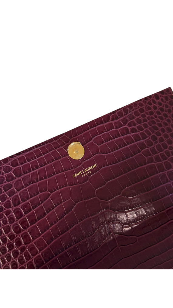 YSL Kate Tassel in Crocodile-embossed Shoulder Bag