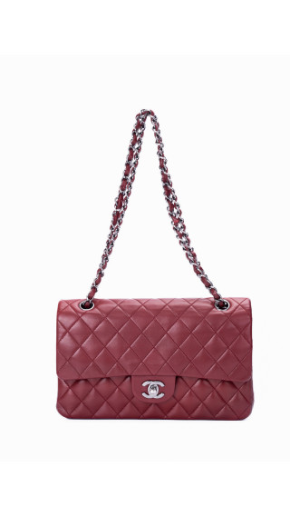 Chanel Classic Double Flap Bag I Burgunder Lammeskinn