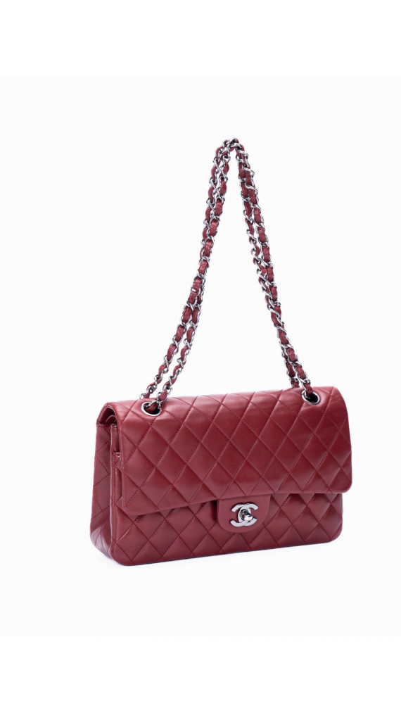 Chanel Classic Double Flap Bag I Burgunder Lammeskinn