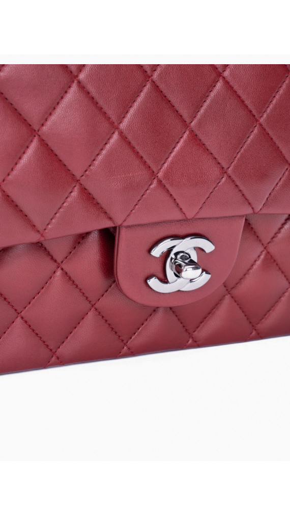 Chanel Classic Double Flap Bag I Burgunder Lammeskinn