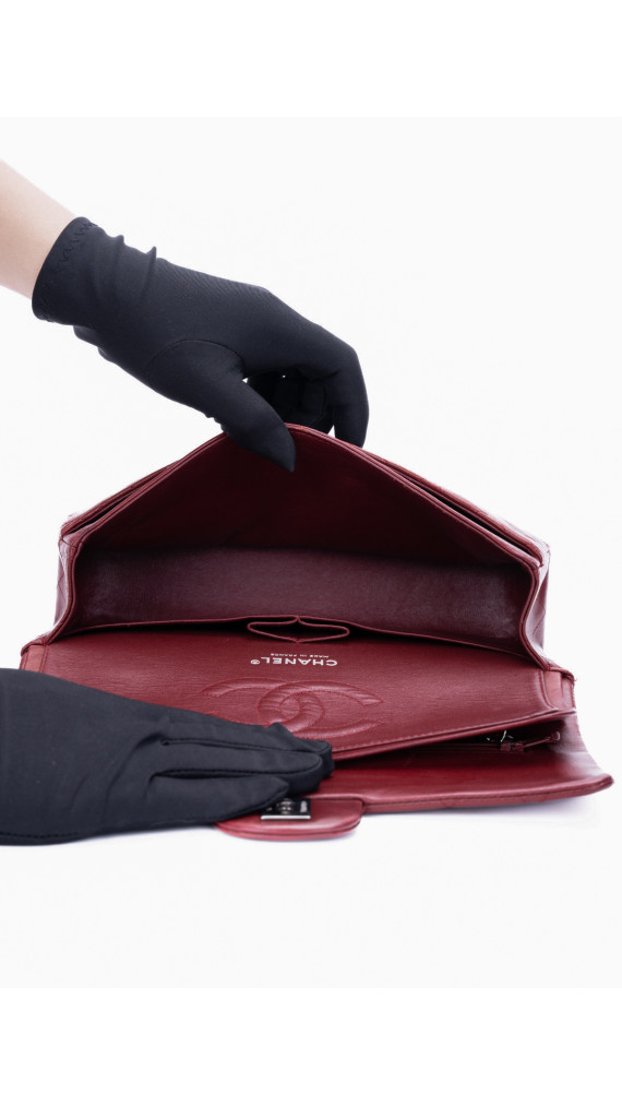 Chanel Classic Double Flap Bag I Burgunder Lammeskinn