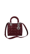 Lady Dior Size Medium i burgunder patent leather