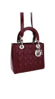 Lady Dior Size Medium i burgunder patent leather