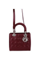 Lady Dior Size Medium i burgunder patent leather