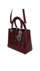Lady Dior Size Medium i burgunder patent leather