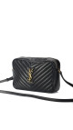 Saint Laurent Lou Camera Bag i sort chevron-quiltet skin