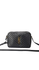 Saint Laurent Lou Camera Bag i sort chevron-quiltet skin