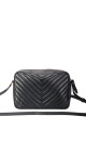 Saint Laurent Lou Camera Bag i sort chevron-quiltet skin
