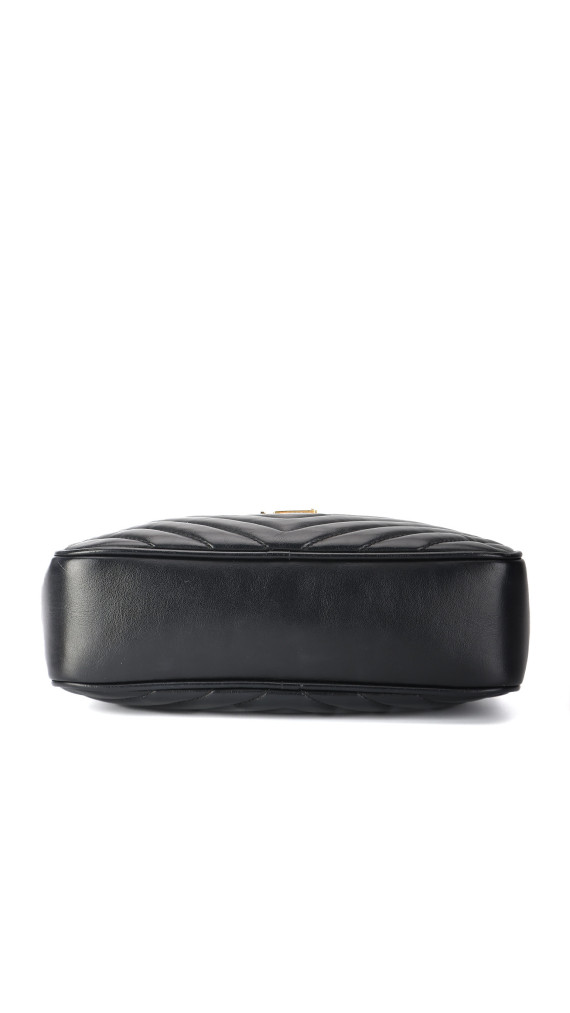 Saint Laurent Lou Camera Bag i sort chevron-quiltet skin
