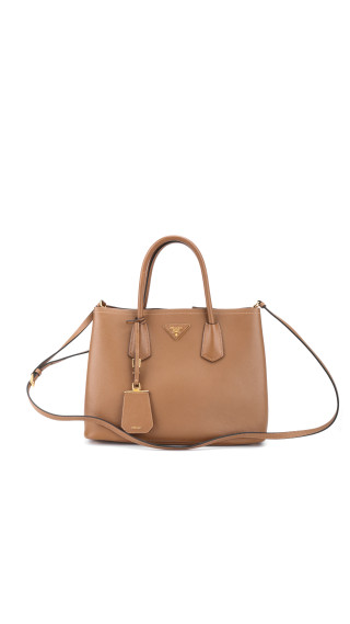 Prada Cuir Twin Shoulder Bag - Karamell