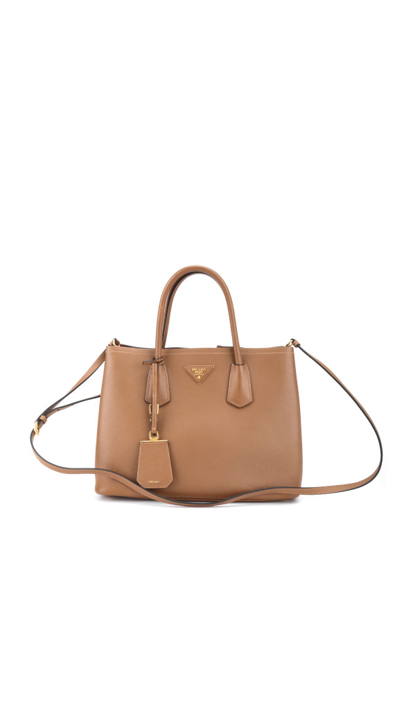Prada Cuir Twin Shoulder Bag - Karamell