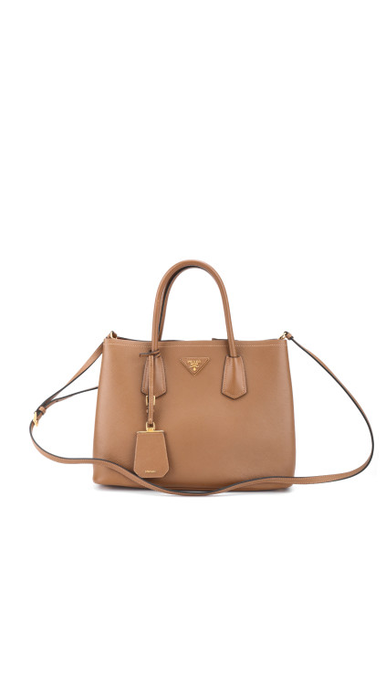 Prada Cuir Twin Shoulder Bag - Karamell