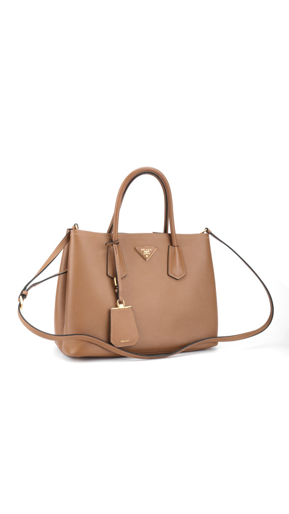 Prada Cuir Twin Shoulder Bag - Karamell