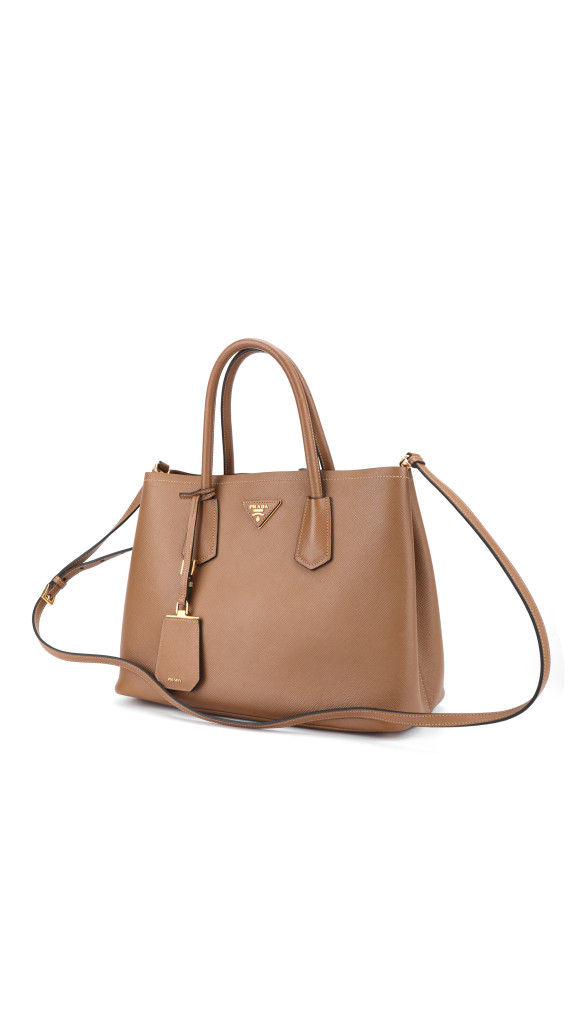 Prada Cuir Twin Shoulder Bag - Karamell
