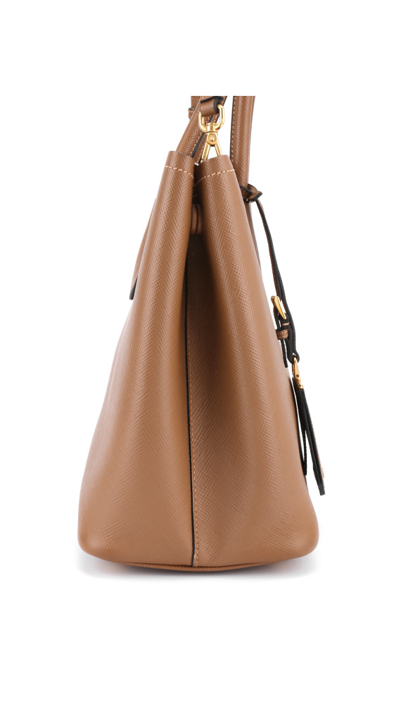 Prada Cuir Twin Shoulder Bag - Karamell