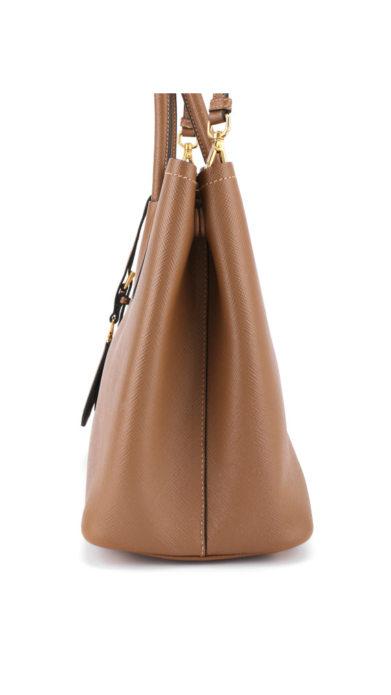 Prada Cuir Twin Shoulder Bag - Karamell