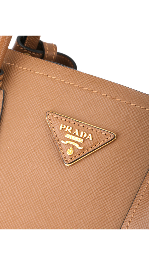 Prada Cuir Twin Shoulder Bag - Karamell