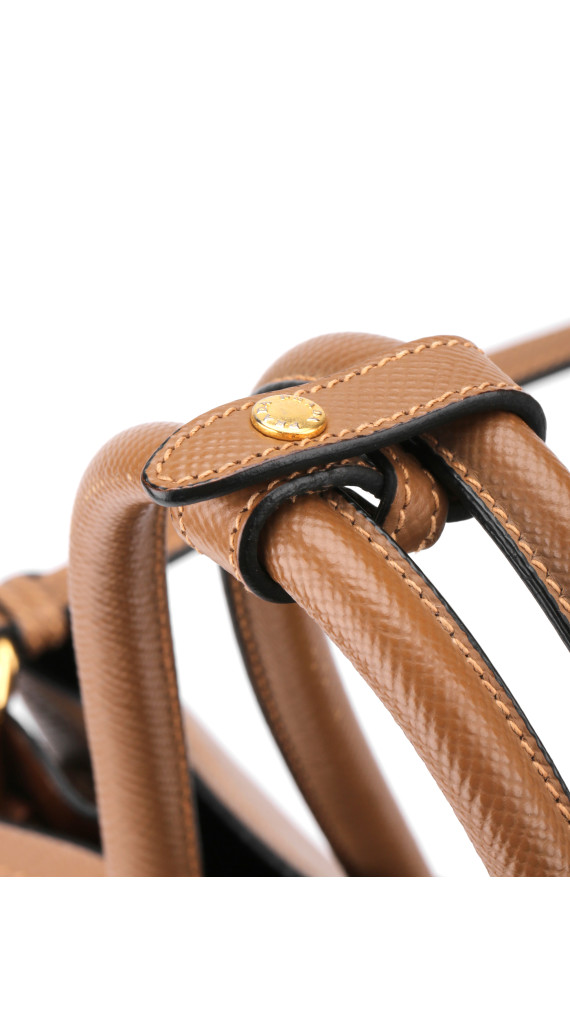 Prada Cuir Twin Shoulder Bag - Karamell