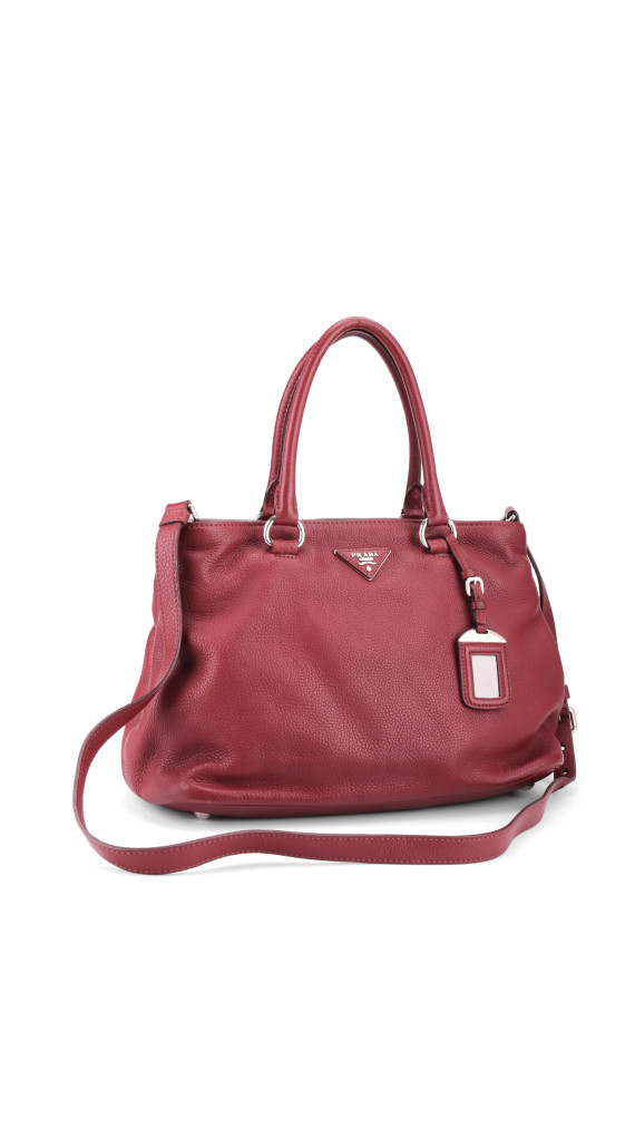 Prada Vitello Daino Shoulder Bag - Burgundy