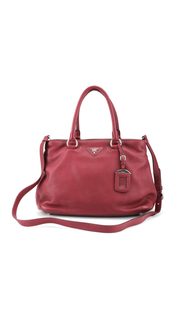 Prada Vitello Daino Shoulder Bag - Burgundy