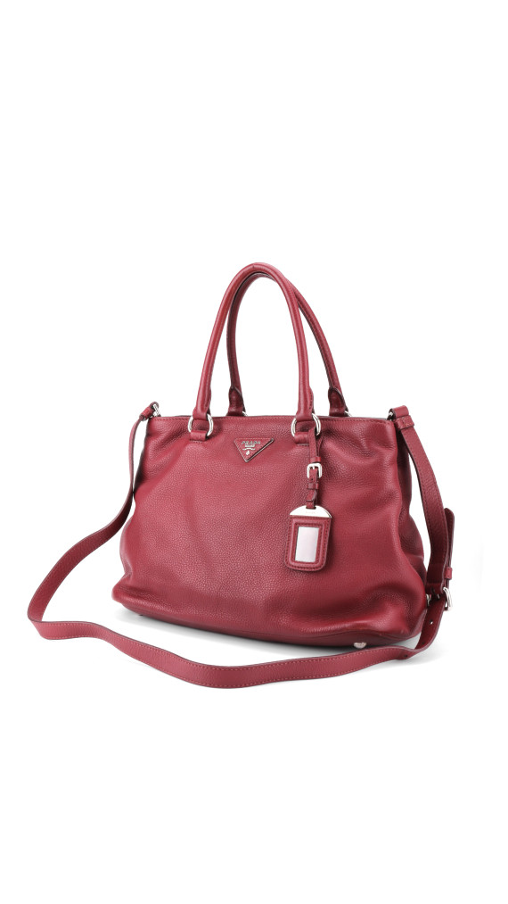 Prada Vitello Daino Shoulder Bag - Burgundy