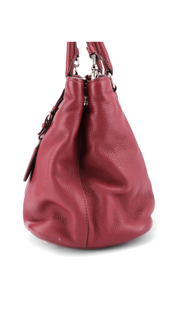 Prada Vitello Daino Shoulder Bag - Burgundy
