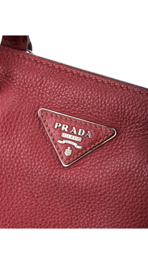 Prada Vitello Daino Shoulder Bag - Burgundy