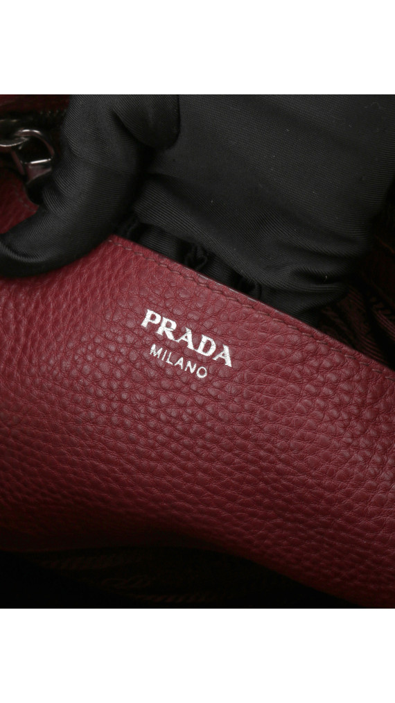 Prada Vitello Daino Shoulder Bag - Burgundy