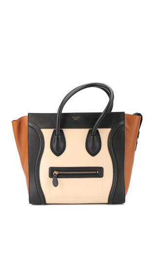 Céline Luggage Mini Tote i tricolor kalveskinn (Den største str)