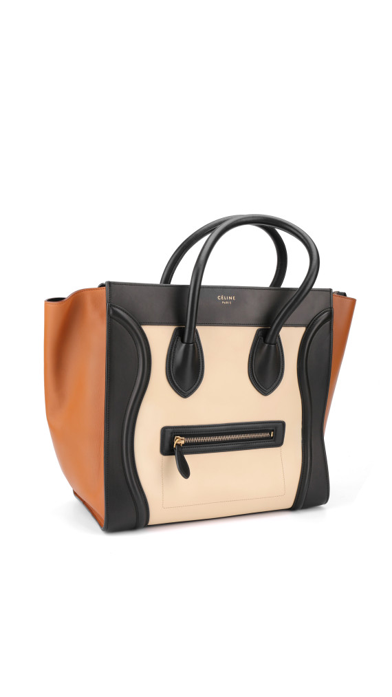 Céline Luggage Mini Tote i tricolor kalveskinn (Den største str)